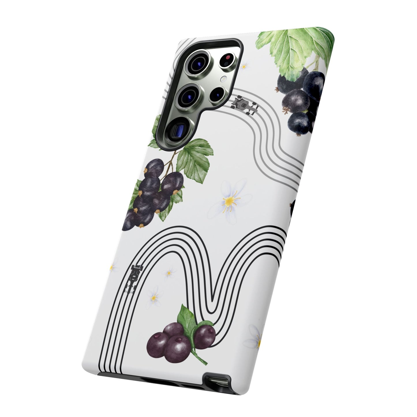 F1 Cadillac and Black Currants Phone Case, Trendy F1 Gift, Formula 1 Gift, Cute Fruit F1 Phone Case, Unique Phone Case