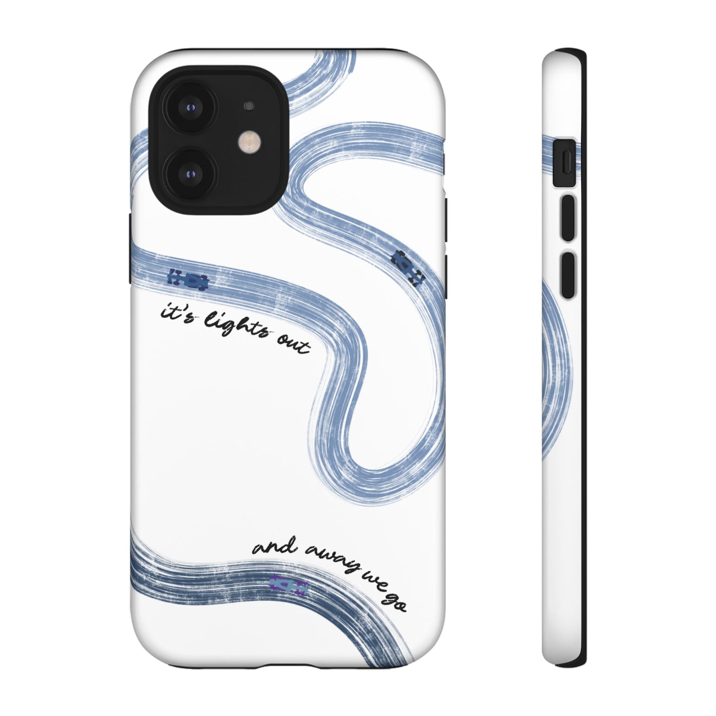 F1 Phone Case Blue Painted "its lights out and away we go", Trendy F1 Gift, Formula 1 Gift, Cute F1 Phone Case, Gift for F1 Fans