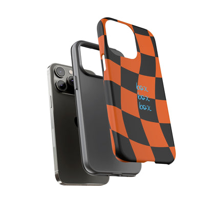 McLaren Orange and Black Checkered F1 Phone Case, Box Box Box F1 Phone Case