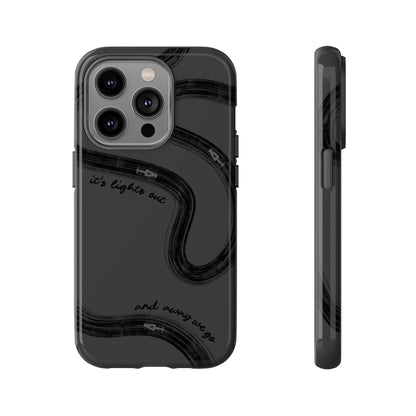 F1 Phone Case Monochrome Black Painted "its lights out and away we go", Trendy F1 Gift, Formula 1 Gift, Cute F1 Phone Case, Phone Case