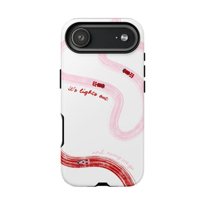 F1 Phone Case Pink and Red Painted "its lights out and away we go", Trendy F1 Gift, Formula 1 Gift, Cute F1 Phone Case, Unique Phone Case