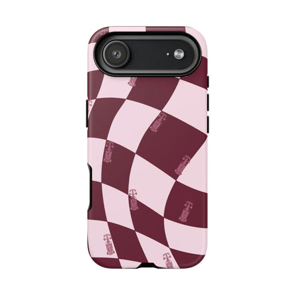 F1 Phone Case Pink Checkered Design, Trendy F1 Gift, Formula 1 Gift, Cute F1 Phone Case, Unique Formula One Phone Case
