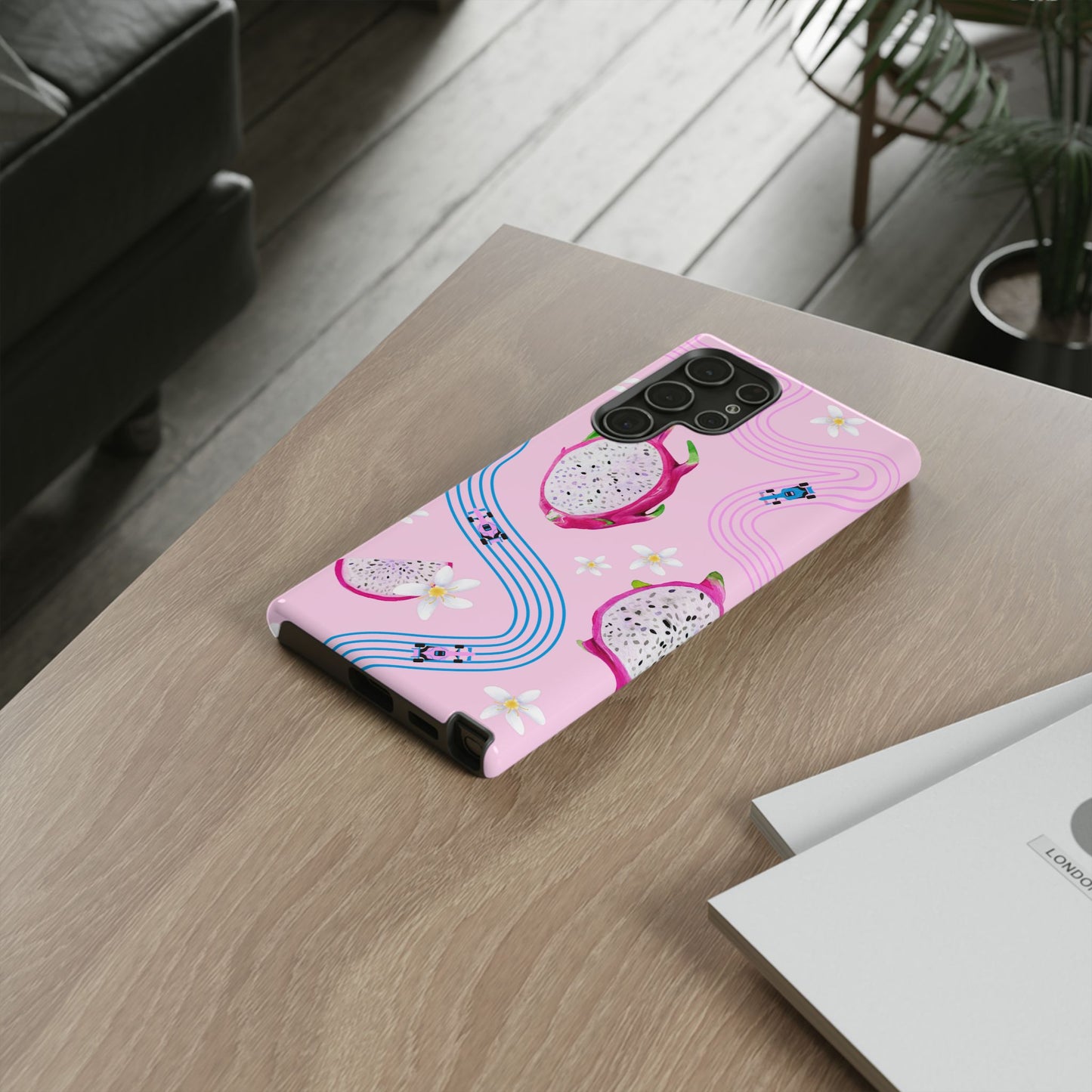 Pink F1 Alpine and Dragonfruit Phone Case, Trendy F1 Gift, Formula 1 Gift, Cute Fruit F1 Phone Case, Unique Phone Case
