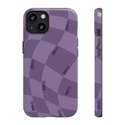 F1 Phone Case Purple Checkered Design, Trendy F1 Gift, Formula 1 Gift, Cute F1 Phone Case, Unique Formula One Phone Case