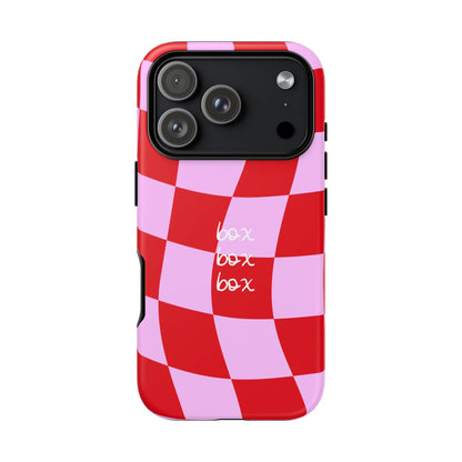 Pink and Red Checkered F1 Phone Case, Box Box Box F1 Phone Case