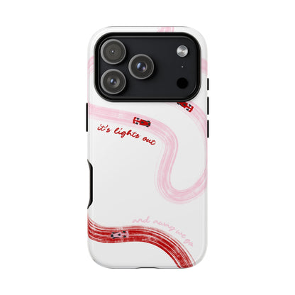F1 Phone Case Pink and Red Painted "its lights out and away we go", Trendy F1 Gift, Formula 1 Gift, Cute F1 Phone Case, Unique Phone Case
