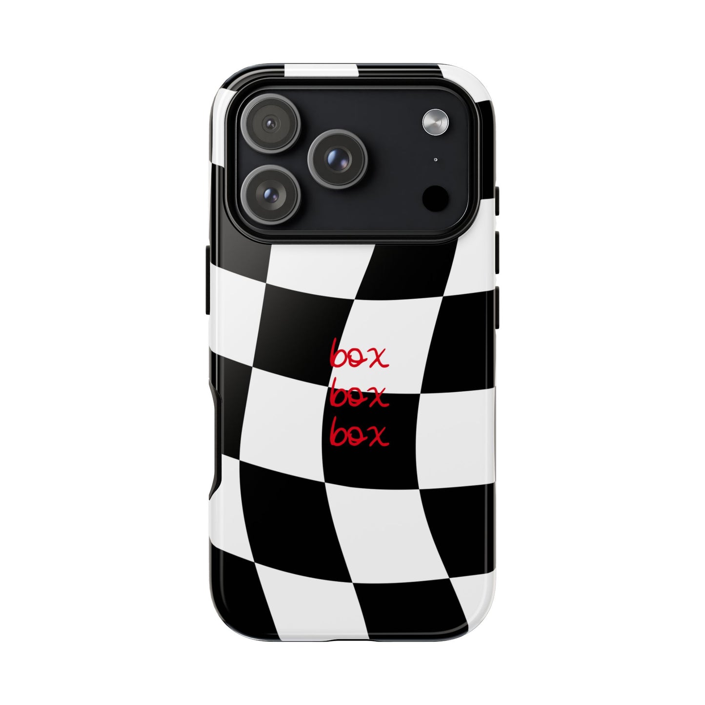 Black and Red Checkered F1 Phone Case, Box Box Box F1 Phone Case
