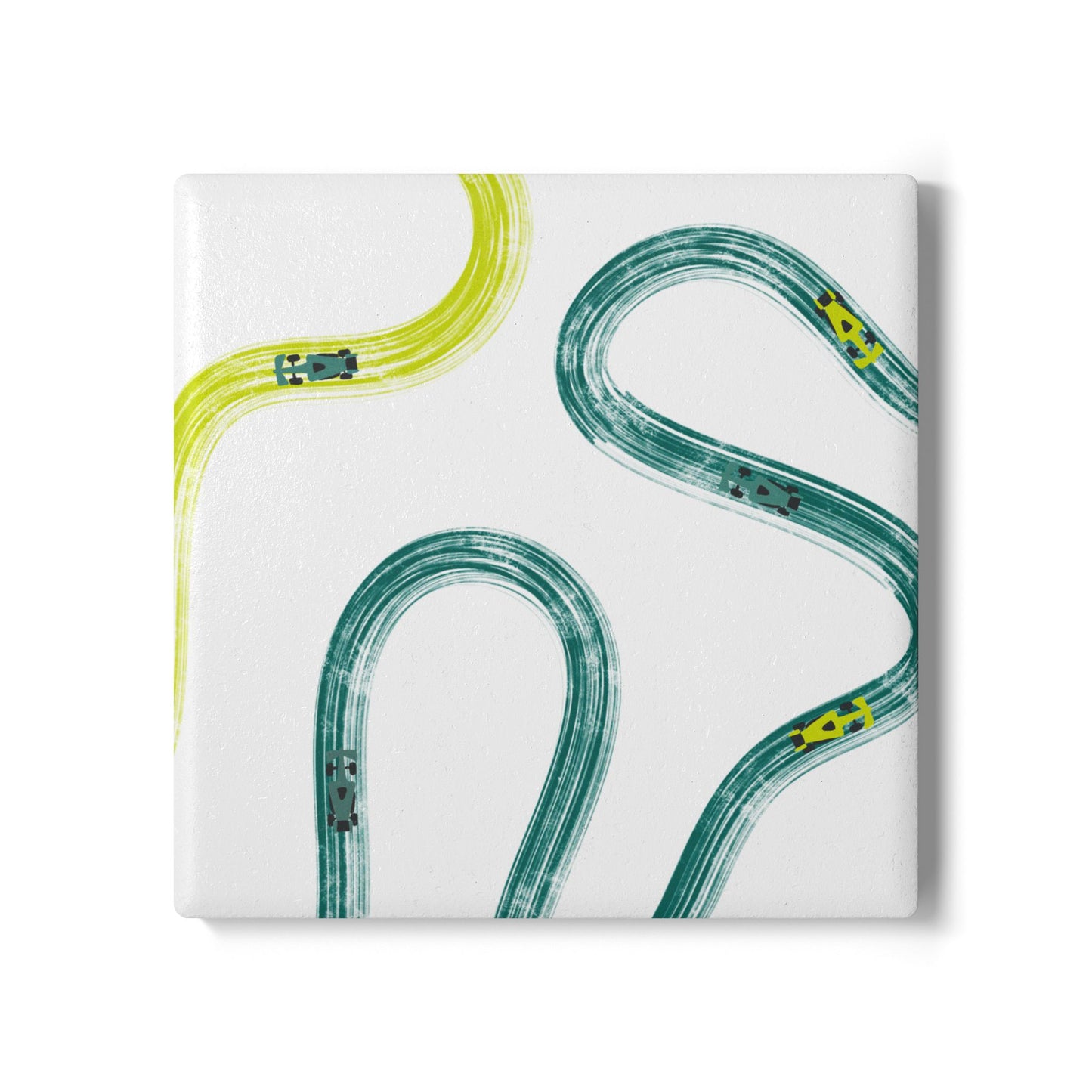 F1 Aston Martin Ceramic Coaster - Teal and Yellow Painted Tracks