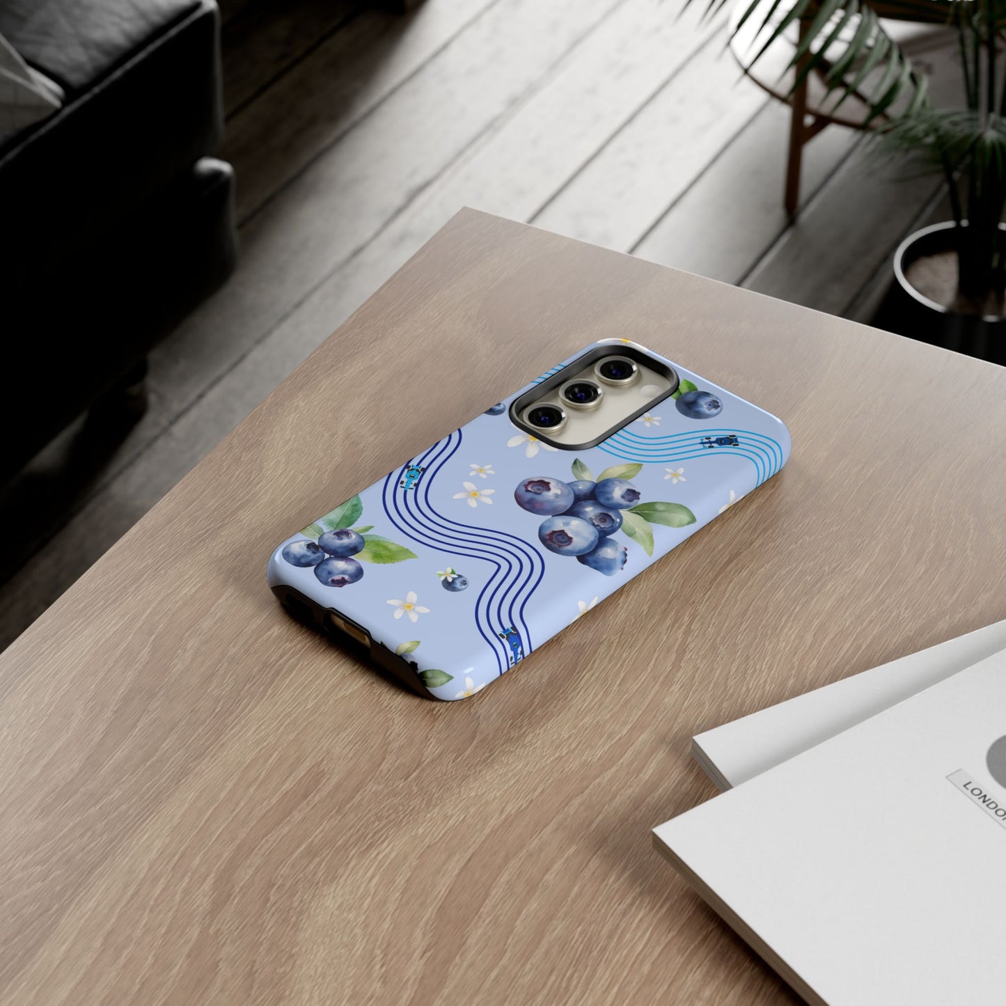 Blue F1 Williams and Blueberries Phone Case, Trendy F1 Gift, Formula 1 Gift, Cute Fruit F1 Phone Case, Unique Phone Case