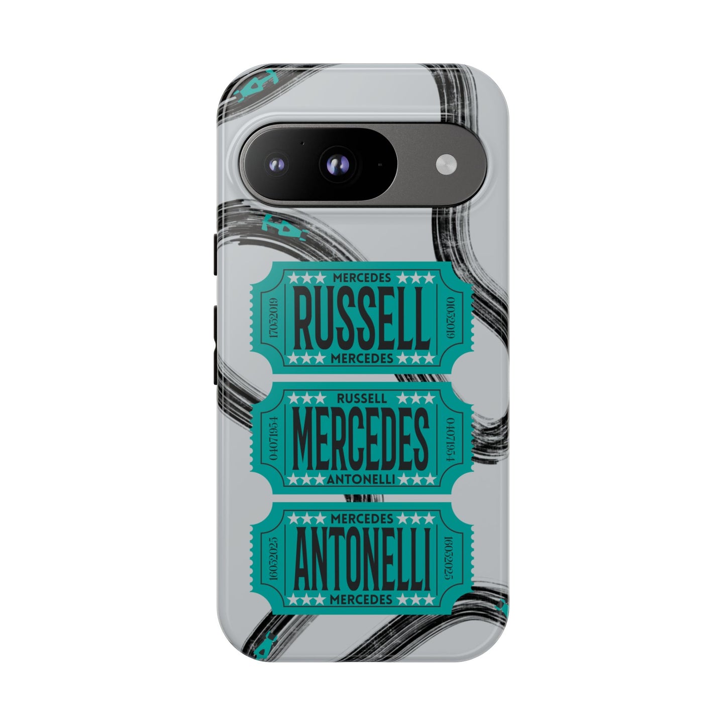 Mercedes F1 Phone Case Painted Ticket Stubs, Trendy F1 Gift, Formula 1 Gift, Cute F1 Phone Case