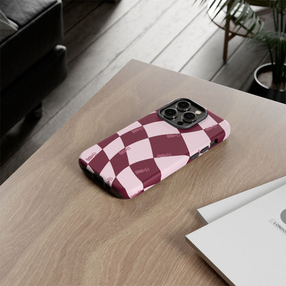 F1 Phone Case Pink Checkered Design, Trendy F1 Gift, Formula 1 Gift, Cute F1 Phone Case, Unique Formula One Phone Case