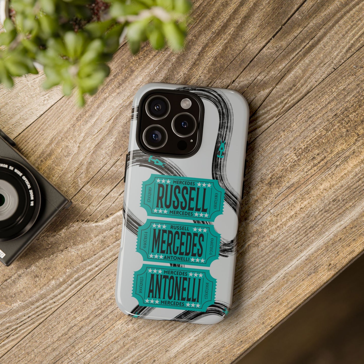 Mercedes F1 Phone Case Painted Ticket Stubs, Trendy F1 Gift, Formula 1 Gift, Cute F1 Phone Case