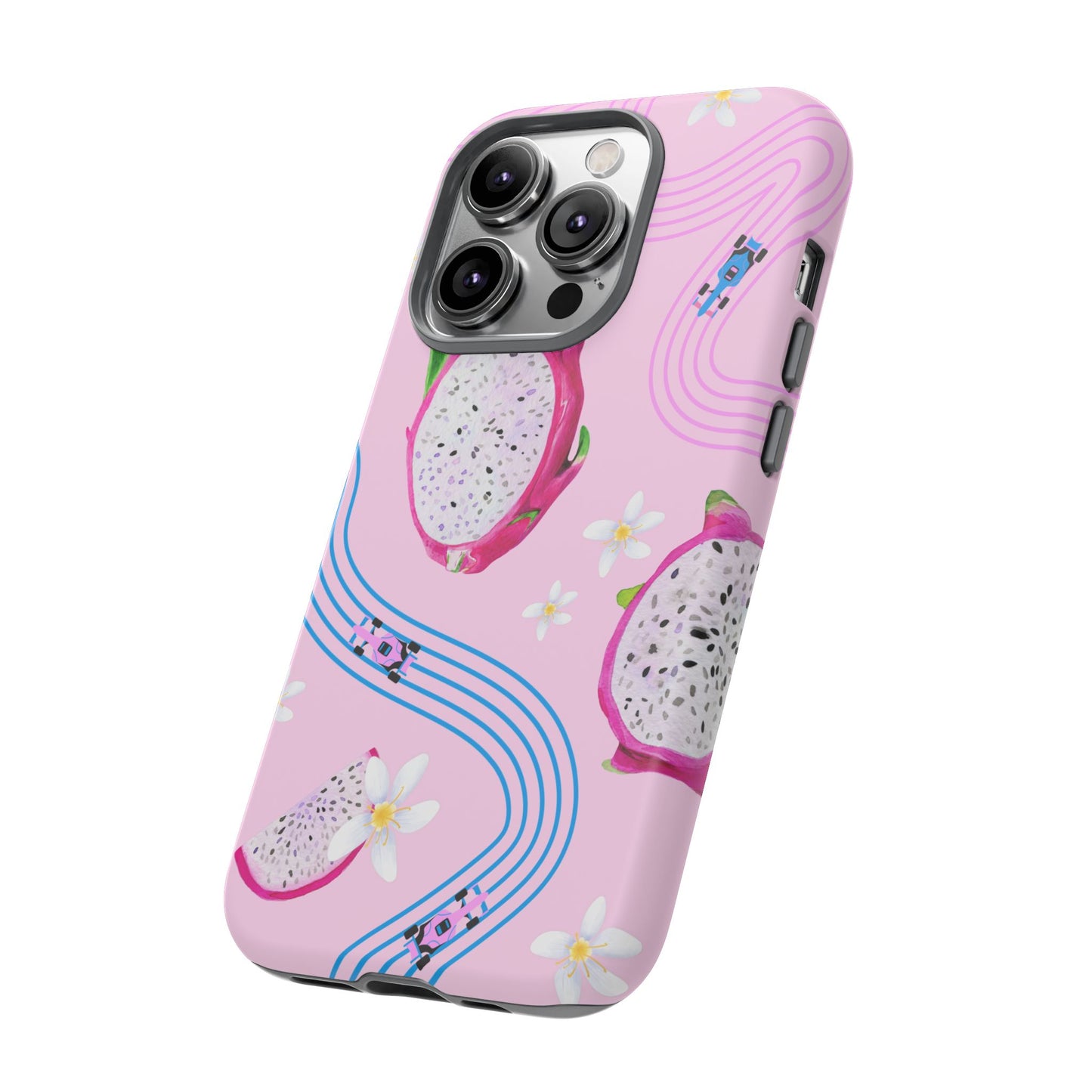 Pink F1 Alpine and Dragonfruit Phone Case, Trendy F1 Gift, Formula 1 Gift, Cute Fruit F1 Phone Case, Unique Phone Case