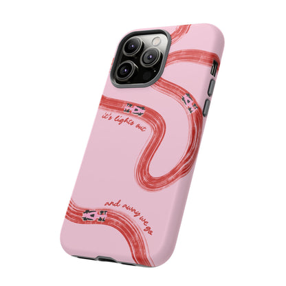 F1 Phone Case Pink and Red Painted "its lights out and away we go", Trendy F1 Gift, Formula 1 Gift, Cute F1 Phone Case, Unique Phone Case