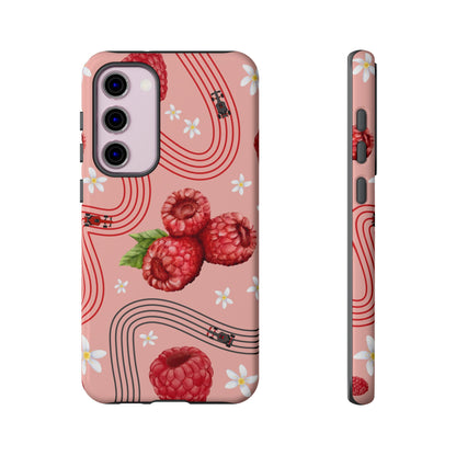 Red F1 Haas and Raspberries Phone Case, Trendy F1 Gift, Formula 1 Gift, Cute Fruit F1 Phone Case, Unique Phone Case