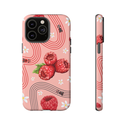 Red F1 Haas and Raspberries Phone Case, Trendy F1 Gift, Formula 1 Gift, Cute Fruit F1 Phone Case, Unique Phone Case