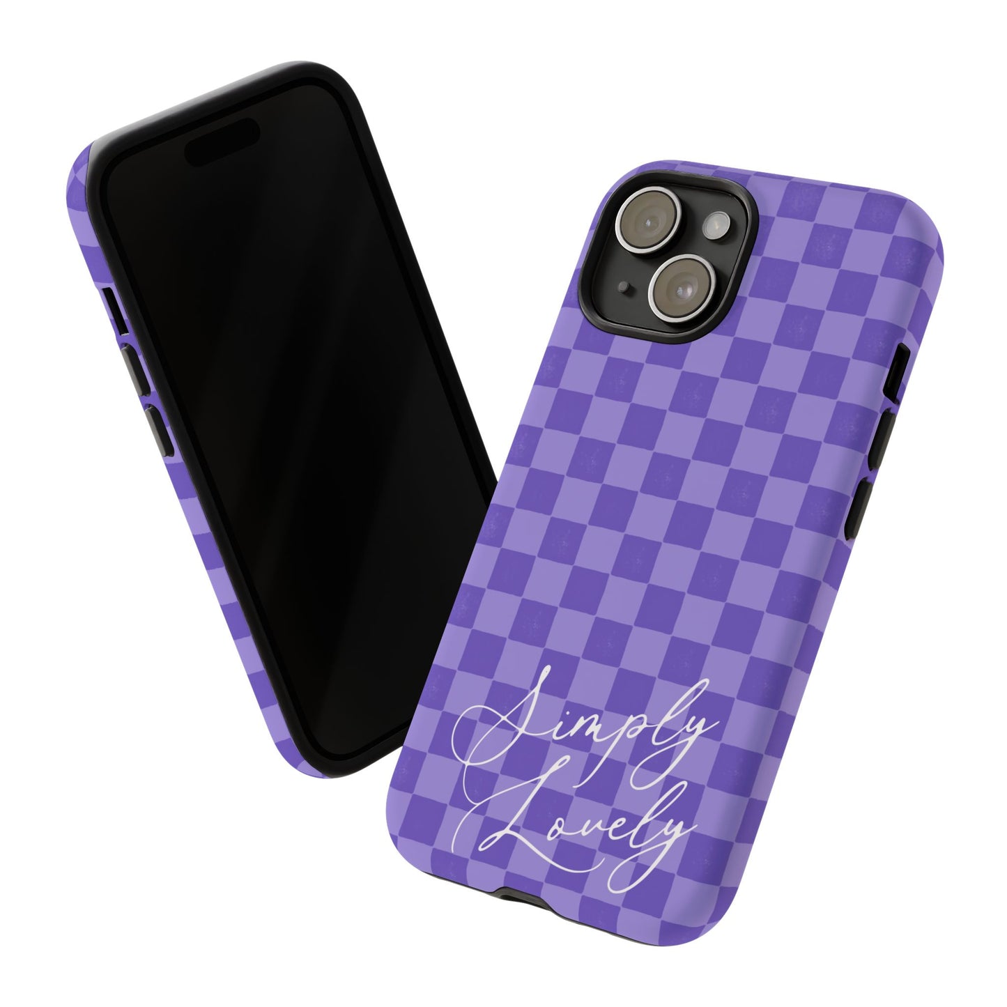 Simply Lovely Purple Checkered F1 Phone Case Design, Trendy F1 Gift, Formula 1 Gift, Cute F1 Phone Case