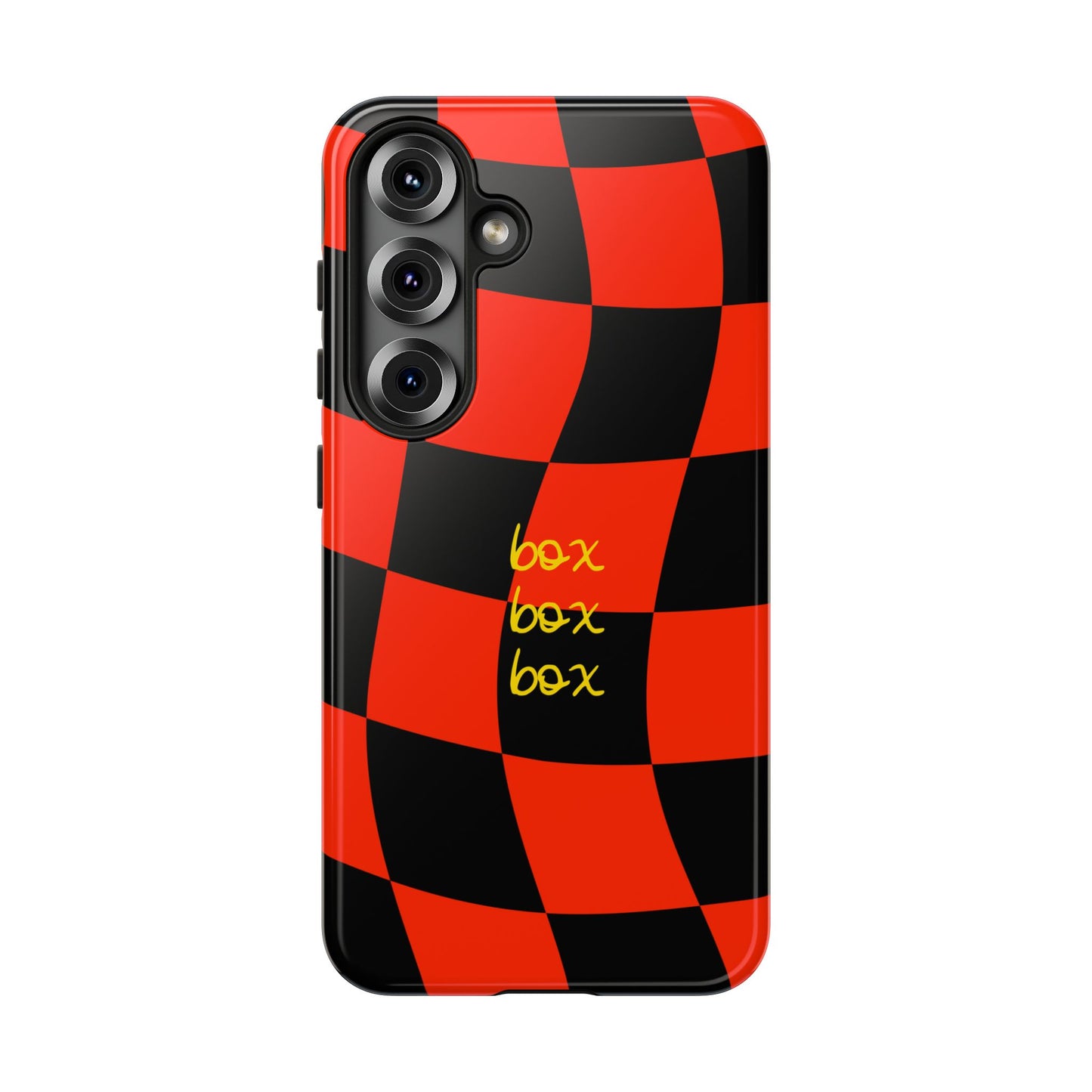 F1 Ferrari Black and Red Checkered Phone Case, Box Box Box F1 Phone Case