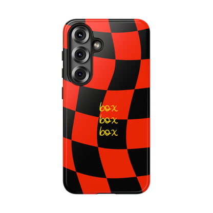 F1 Ferrari Black and Red Checkered Phone Case, Box Box Box F1 Phone Case