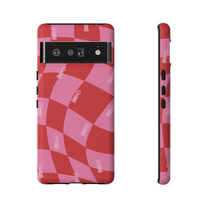 F1 Phone Case Pink and Red Checkerboard Design, Trendy F1 Gift, Girly Formula 1 Gift, Cute F1 Phone Case, Unique Formula One Phone Case