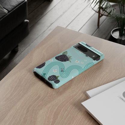 Teal F1 Mercedes and Blackberries Phone Case , Trendy F1 Gift, Formula 1 Gift, Cute Fruit F1 Phone Case, Unique Phone Case