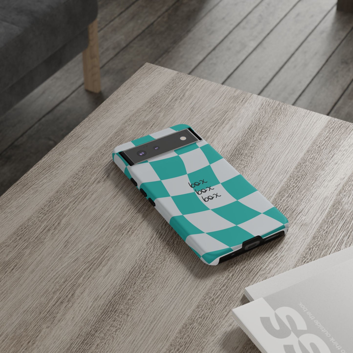 Mercedes Teal and Grey Checkered F1 Phone Case, Box Box Box F1 Phone Case