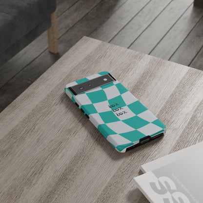 Mercedes Teal and Grey Checkered F1 Phone Case, Box Box Box F1 Phone Case