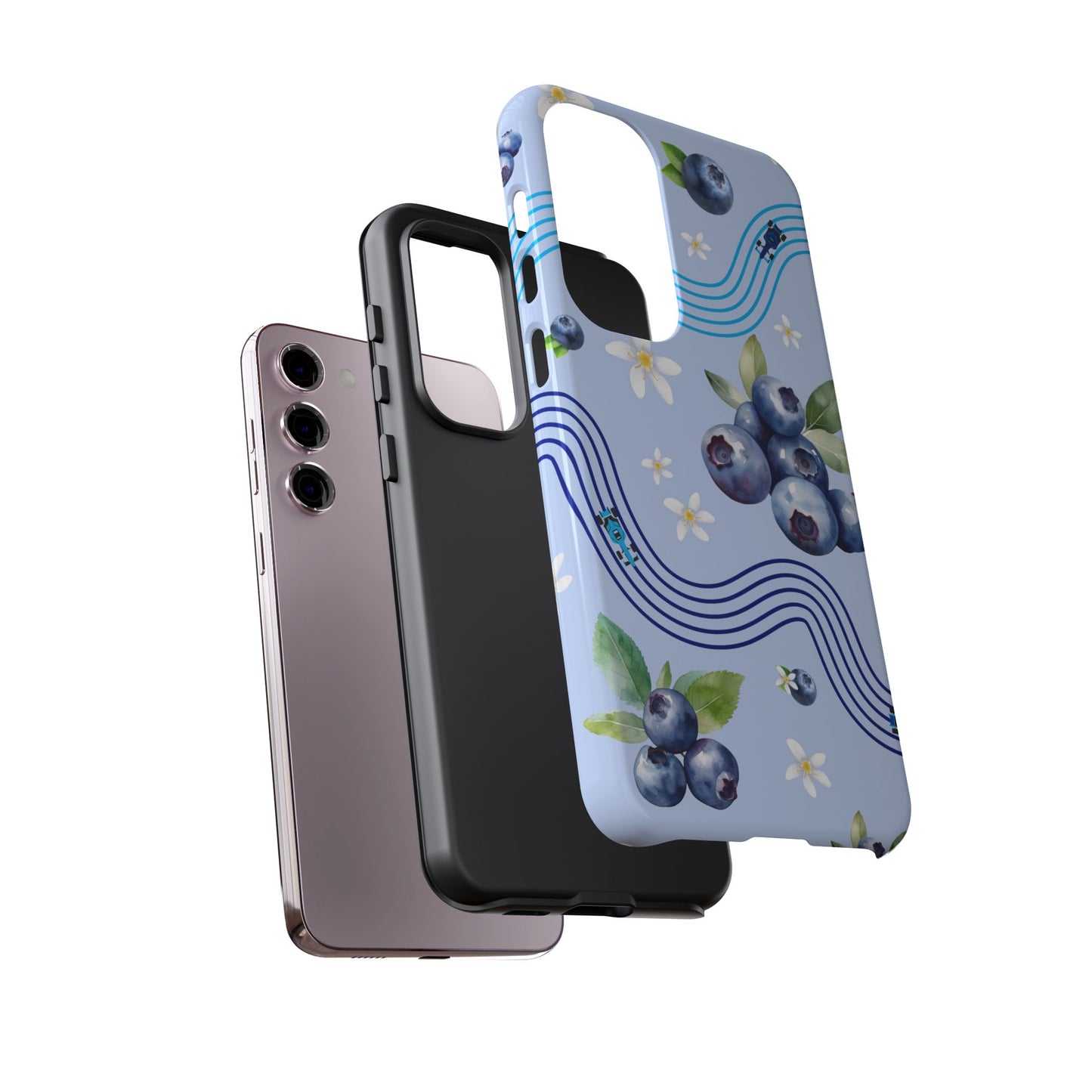 Blue F1 Williams and Blueberries Phone Case, Trendy F1 Gift, Formula 1 Gift, Cute Fruit F1 Phone Case, Unique Phone Case