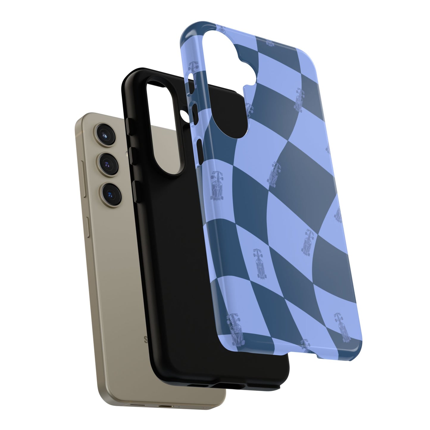 F1 Phone Case Blue Checkerboard Design, Trendy F1 Gift, Formula 1 Gift, Cute F1 Phone Case, Unique Formula One Phone Case