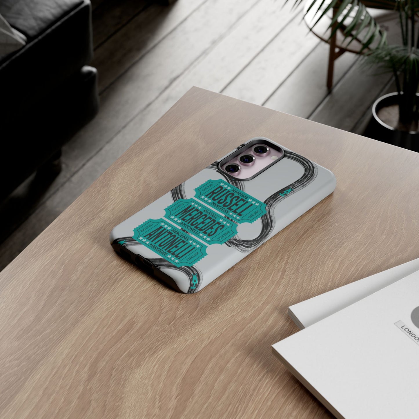 Mercedes F1 Phone Case Painted Ticket Stubs, Trendy F1 Gift, Formula 1 Gift, Cute F1 Phone Case