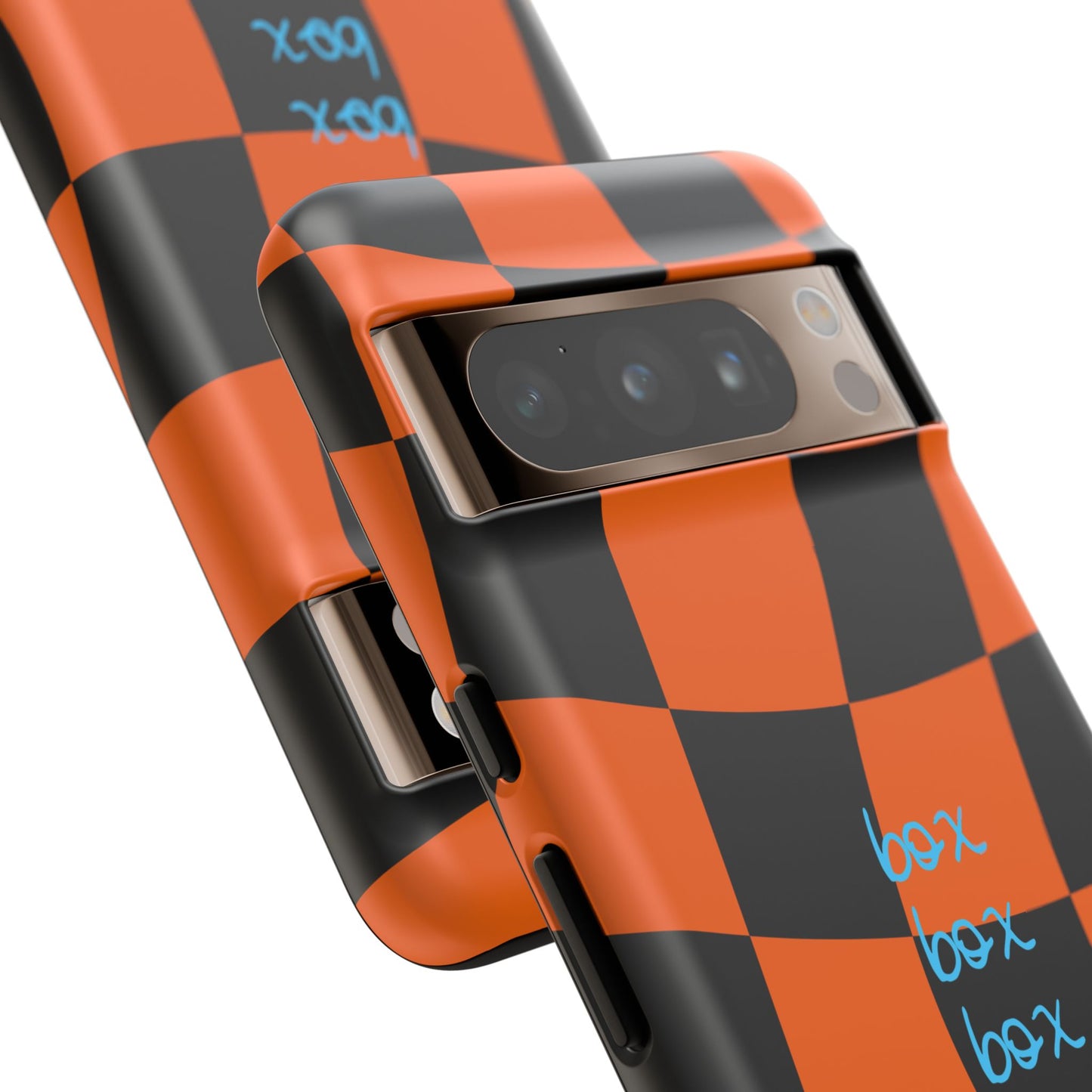 McLaren Orange and Black Checkered F1 Phone Case, Box Box Box F1 Phone Case