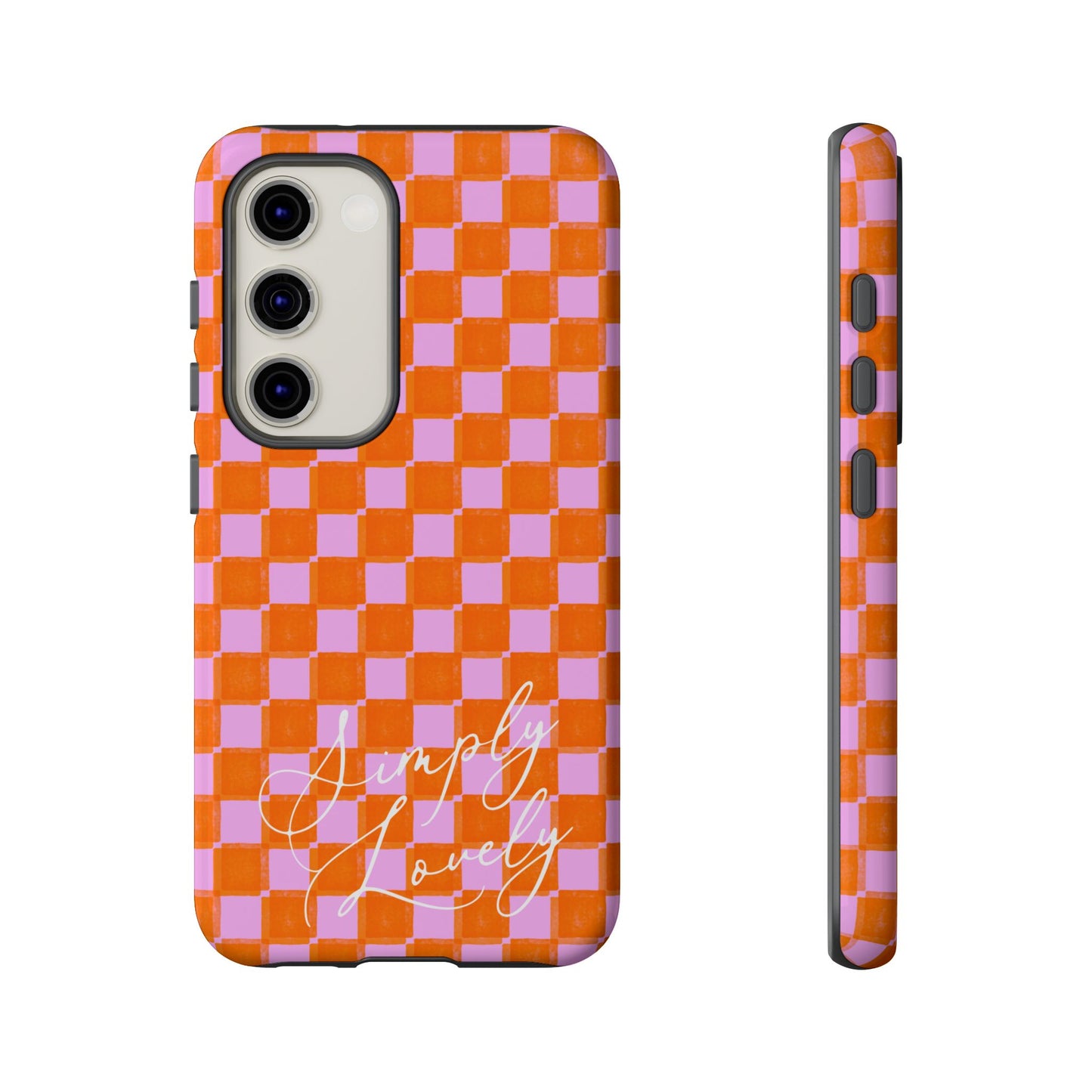 Simply Lovely Orange and Pink Checkered F1 Phone Case Design, Trendy F1 Gift, Formula 1 Gift, Cute F1 Phone Case