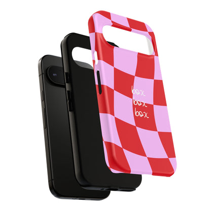Pink and Red Checkered F1 Phone Case, Box Box Box F1 Phone Case