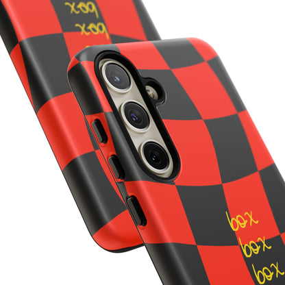 F1 Ferrari Black and Red Checkered Phone Case, Box Box Box F1 Phone Case