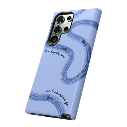 F1 Phone Case Monochrome Blue Painted "its lights out and away we go", Trendy F1 Gift, Formula 1 Gift, Cute F1 Phone Case, Phone Case