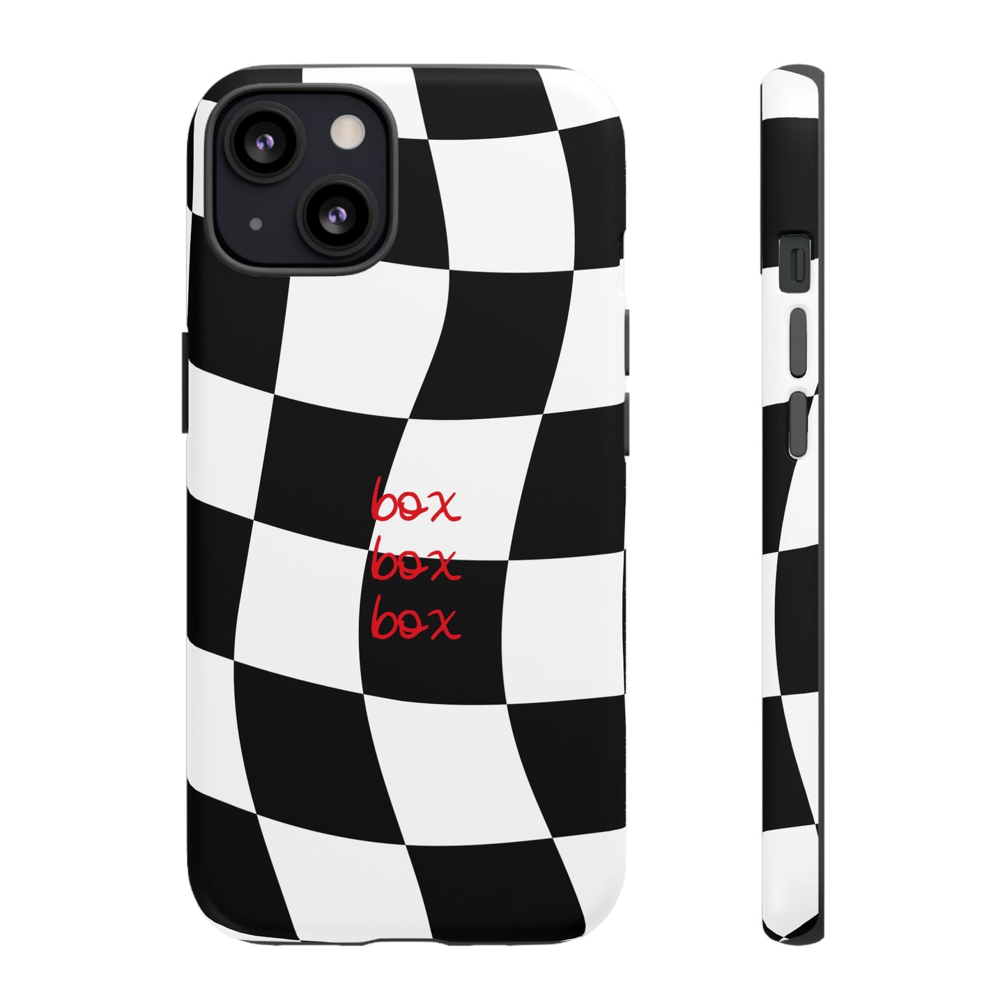 Black and Red Checkered F1 Phone Case, Box Box Box F1 Phone Case