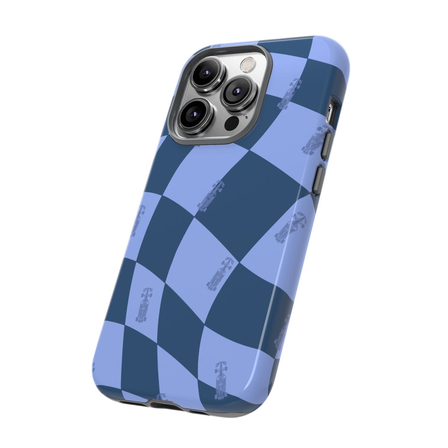 F1 Phone Case Blue Checkerboard Design, Trendy F1 Gift, Formula 1 Gift, Cute F1 Phone Case, Unique Formula One Phone Case