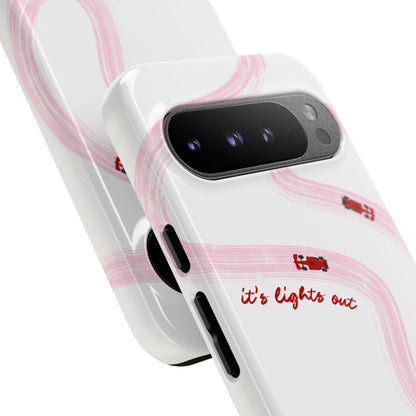 F1 Phone Case Pink and Red Painted "its lights out and away we go", Trendy F1 Gift, Formula 1 Gift, Cute F1 Phone Case, Unique Phone Case
