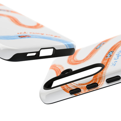 McLaren F1 Phone Case Orange and Blue Painted "its lights out and away we go", Trendy F1 Gift, Formula 1 Gift, Cute F1 Phone Case
