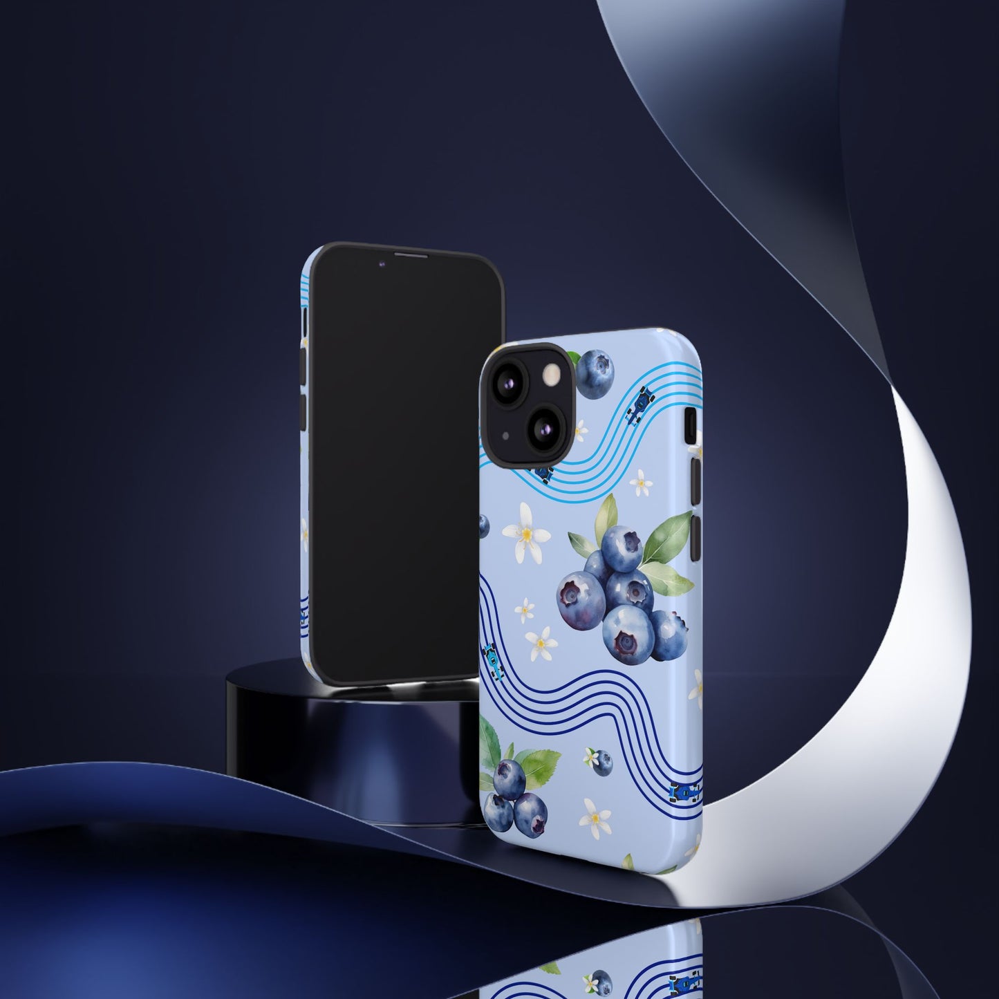 Blue F1 Williams and Blueberries Phone Case, Trendy F1 Gift, Formula 1 Gift, Cute Fruit F1 Phone Case, Unique Phone Case