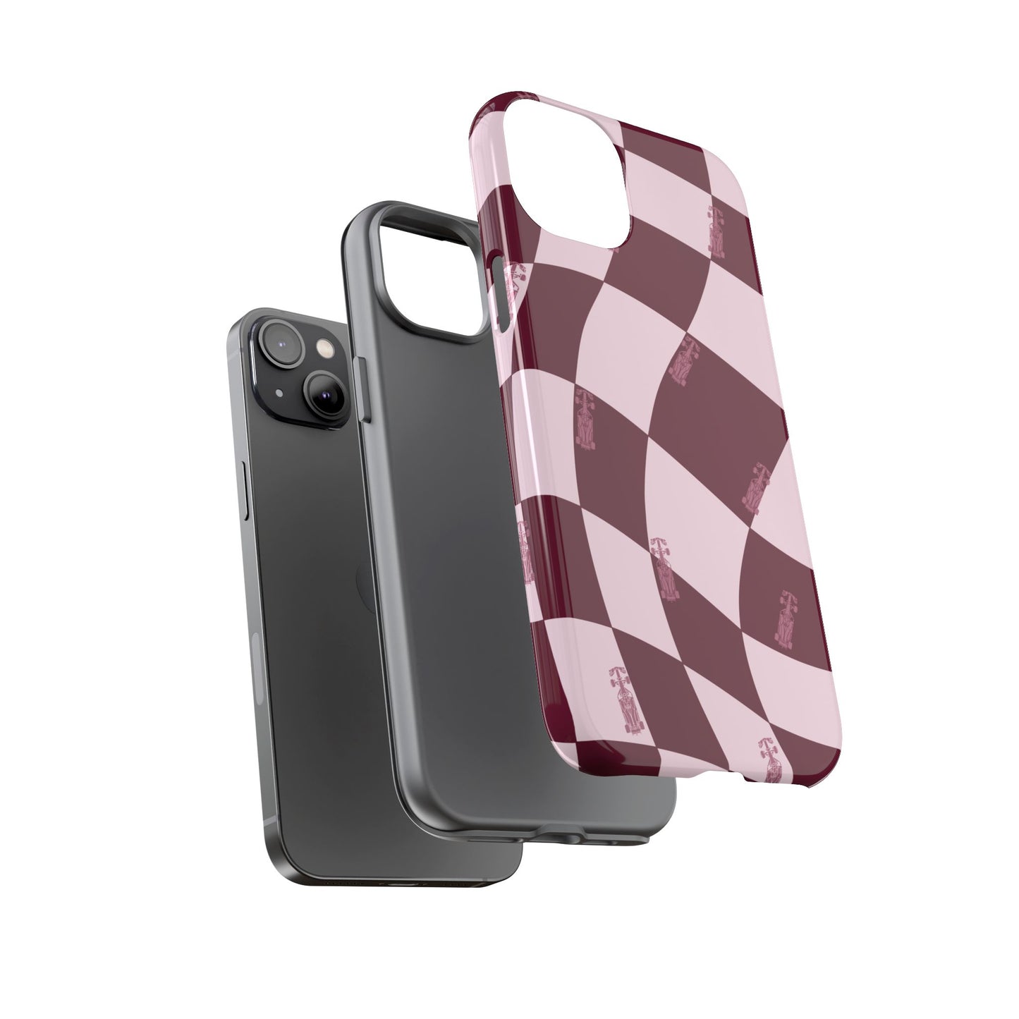 F1 Phone Case Pink Checkered Design, Trendy F1 Gift, Formula 1 Gift, Cute F1 Phone Case, Unique Formula One Phone Case