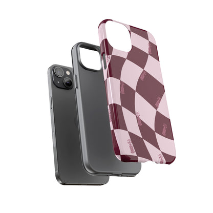 F1 Phone Case Pink Checkered Design, Trendy F1 Gift, Formula 1 Gift, Cute F1 Phone Case, Unique Formula One Phone Case