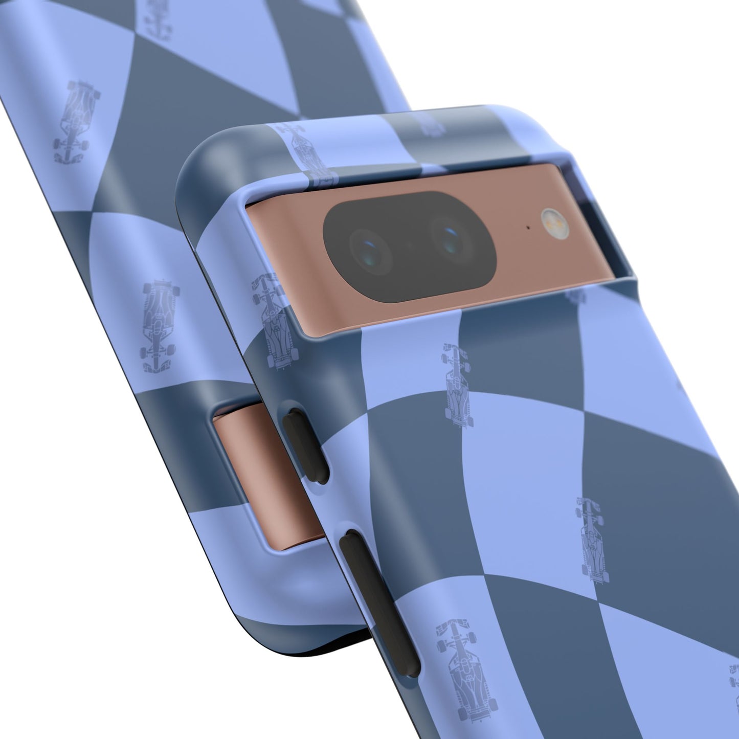 F1 Phone Case Blue Checkerboard Design, Trendy F1 Gift, Formula 1 Gift, Cute F1 Phone Case, Unique Formula One Phone Case