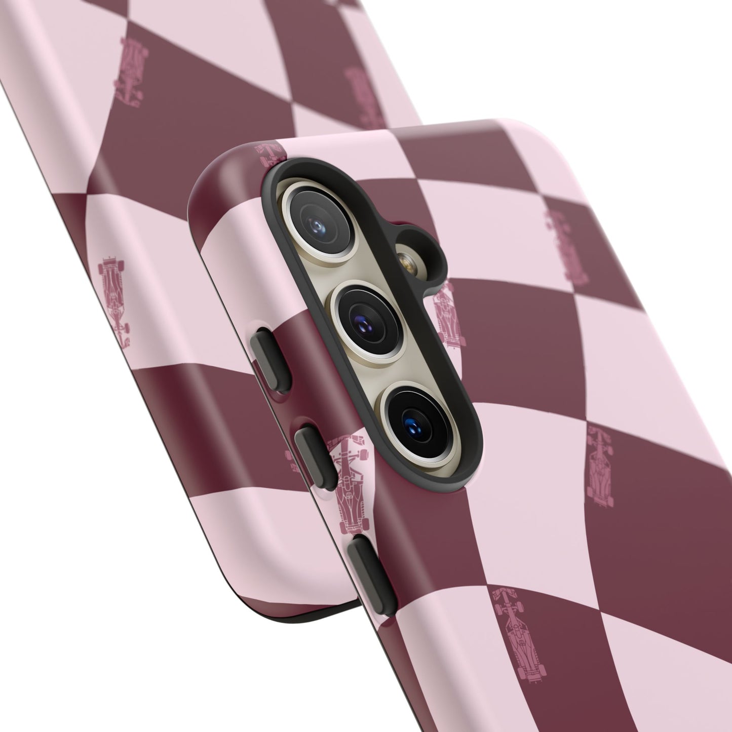 F1 Phone Case Pink Checkered Design, Trendy F1 Gift, Formula 1 Gift, Cute F1 Phone Case, Unique Formula One Phone Case
