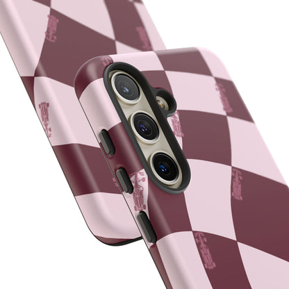 F1 Phone Case Pink Checkered Design, Trendy F1 Gift, Formula 1 Gift, Cute F1 Phone Case, Unique Formula One Phone Case