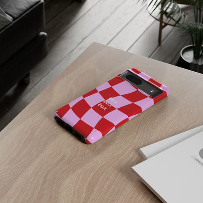 Pink and Red Checkered F1 Phone Case, Box Box Box F1 Phone Case