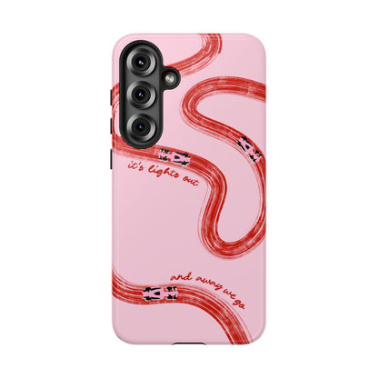 F1 Phone Case Pink and Red Painted "its lights out and away we go", Trendy F1 Gift, Formula 1 Gift, Cute F1 Phone Case, Unique Phone Case