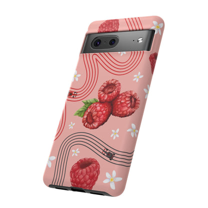 Red F1 Haas and Raspberries Phone Case, Trendy F1 Gift, Formula 1 Gift, Cute Fruit F1 Phone Case, Unique Phone Case