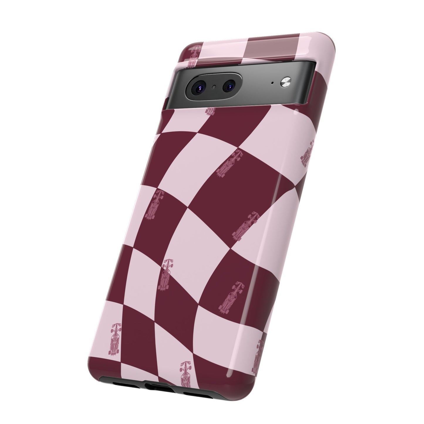 F1 Phone Case Pink Checkered Design, Trendy F1 Gift, Formula 1 Gift, Cute F1 Phone Case, Unique Formula One Phone Case