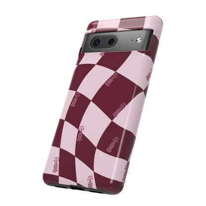 F1 Phone Case Pink Checkered Design, Trendy F1 Gift, Formula 1 Gift, Cute F1 Phone Case, Unique Formula One Phone Case
